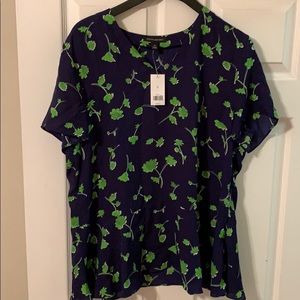 Navy silk peplum blouse